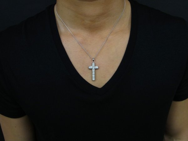 画像4: SVハイクラス マイクロパヴェ クロスペンダントチェーンセット (4)