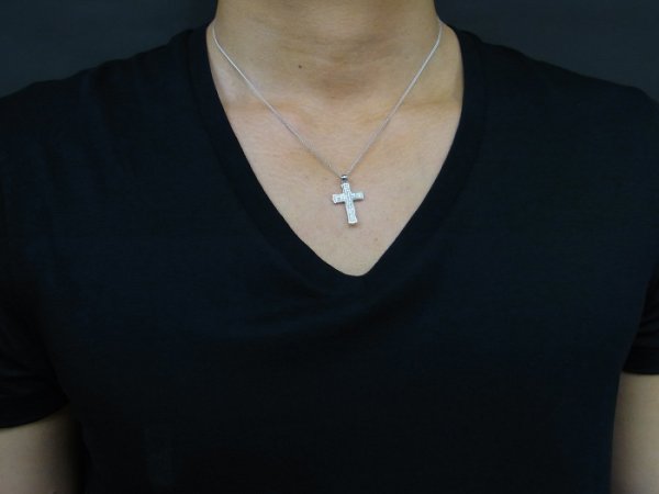 画像4: SVハイクラス マイクロパヴェ クロスペンダントチェーンセット (4)