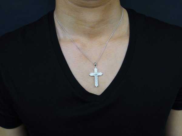 画像4: SVハイクラス マイクロパヴェ クロスペンダントチェーンセット (4)