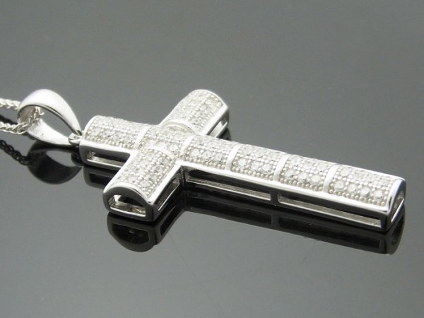 画像2: SVハイクラス マイクロパヴェ クロスペンダントチェーンセット (2)