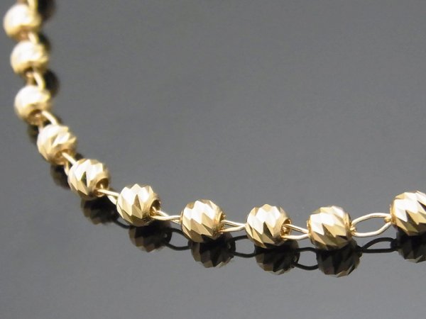 画像2: 18k イエローゴールド ダイヤモンドカット ボールブレスレット 18金【お取り寄せ商品】 (2)