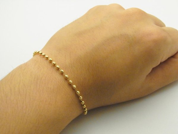 画像4: 18k イエローゴールド ダイヤモンドカット ボールブレスレット 18金【お取り寄せ商品】 (4)