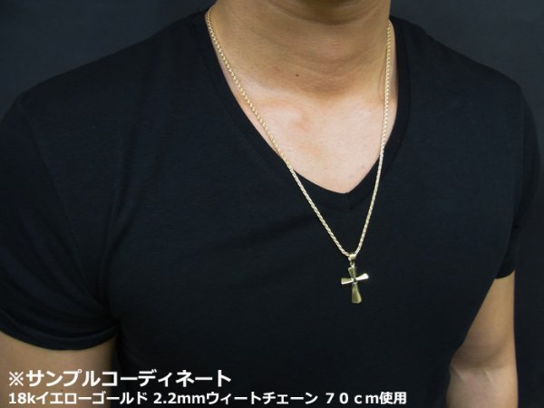 画像5: 10k イエローゴールド ブラックダイヤモンド 0.12ct アメリカデザイン クロスペンダント18金チェーンセット 18k ネックレス (5)