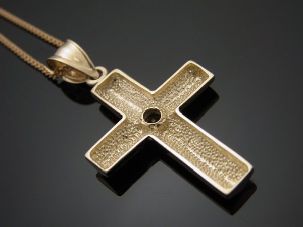 画像3: 10k イエローゴールド ブラックダイヤモンド 0.15ct アメリカデザイン クロスペンダント18金チェーンセット 18k (3)