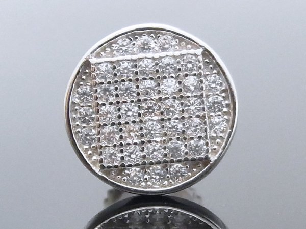 画像2: ＳＶ　シルバー925 サークルCZピアス スクリューバック※1個販売となります (2)