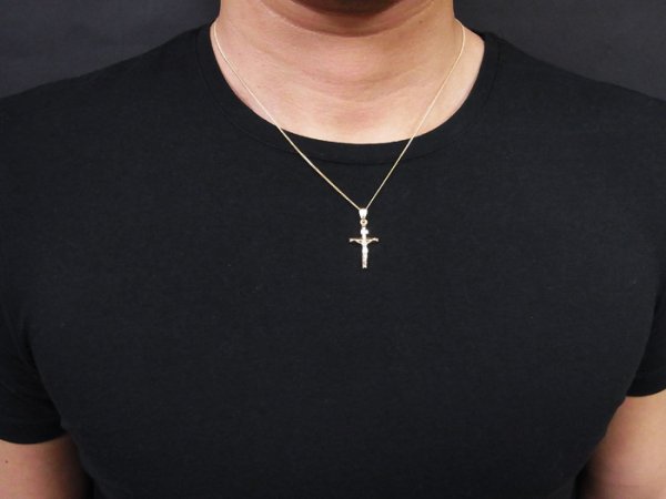 画像4: 18k イエローゴールド  ジーザス パイプクロス ペンダント 18金 (4)