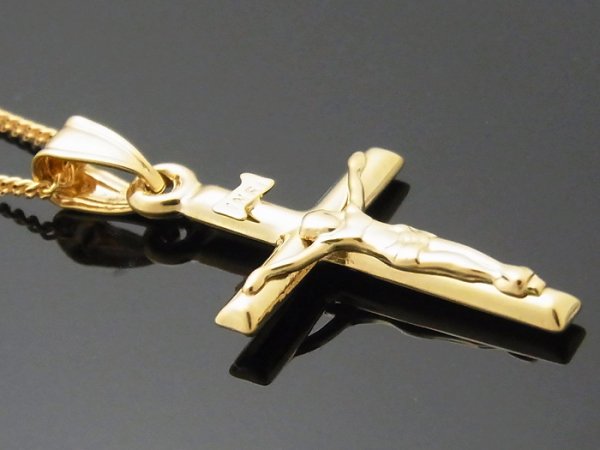 画像2: 18k イエローゴールド  ジーザス パイプクロス ペンダント 18金 (2)