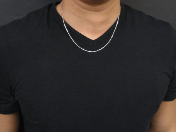 画像4: 10k ホワイトゴールド カット アズキ チェーン  1.4mm幅 50cm  10金 ネックレス 小豆 あずき (4)