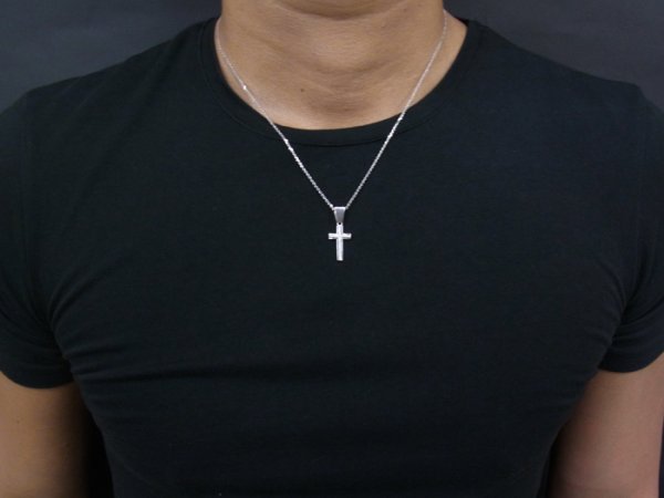 画像2: VJ  10K ホワイトゴールド  ダイヤモンド クロス ペンダントチェーンセット (2)