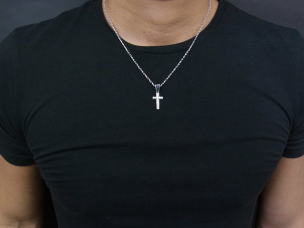 画像3: VJ  10K ホワイトゴールド  ダイヤモンド クロス ペンダントチェーンセット (3)