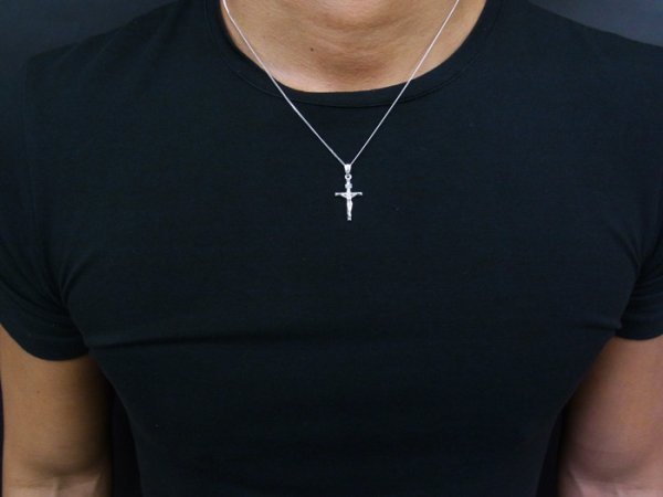 画像4: 18k ホワイトゴールド  パイプクロス ペンダントチェーンセット※チェーン長さ40cm.45cm.50cmからお選び頂けます (4)