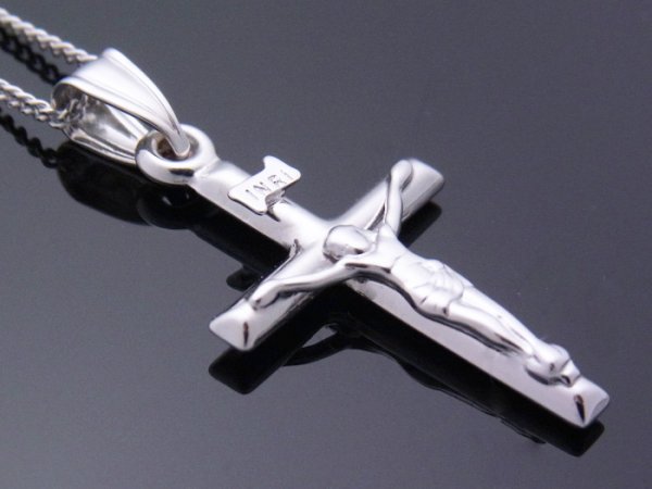 画像2: 18k ホワイトゴールド  パイプクロス ペンダントチェーンセット※チェーン長さ40cm.45cm.50cmからお選び頂けます (2)