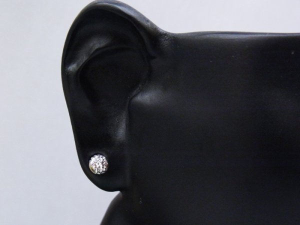 画像3: 18K ホワイトゴールド スクランブルカット ボール 6mm スタッド ピアス 18金 ※1個販売となります (3)