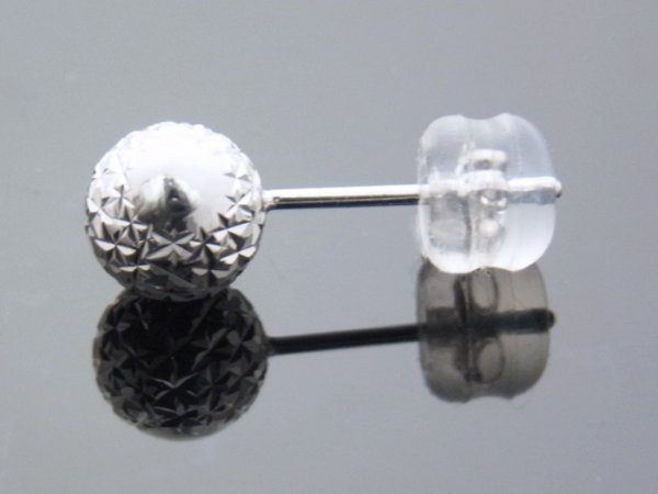 画像2: 18K ホワイトゴールド スクランブルカット ボール 6mm スタッド ピアス 18金 ※1個販売となります (2)