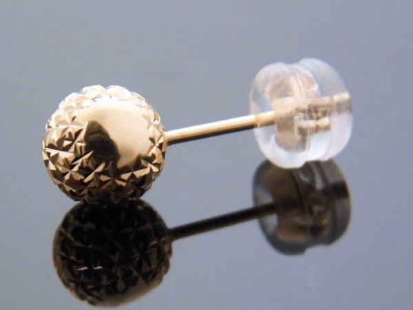 画像2: 18K イエローゴールド　スクランブルカット　ボール　5mm スタッド　ピアス　18金 ※1個販売となります (2)