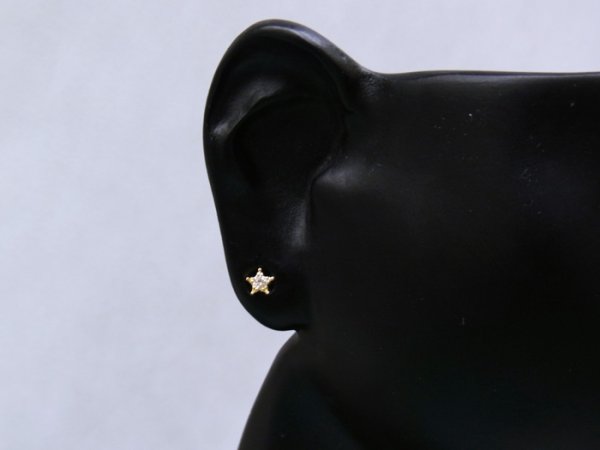 画像3: 18Kイエローゴールド ダイヤモンド0.04ct  スター スタッドピアス※1個販売となります (3)