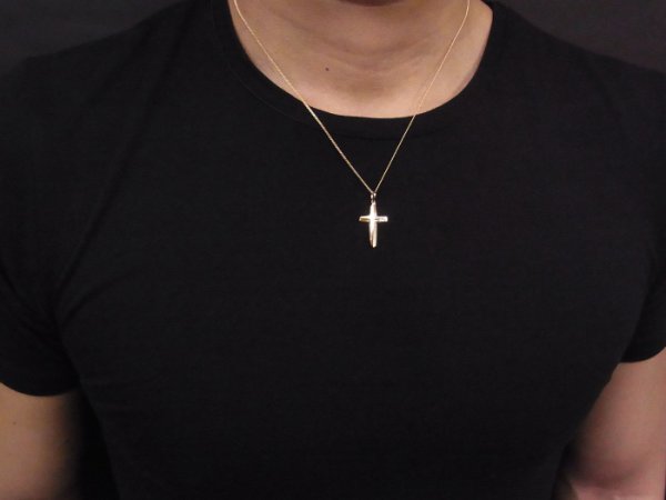 画像4: 18K イエローゴールド ピンクゴールド　ダイヤモンド0.01ｃｔ ダブル　クロス　ペンダント　18金 (4)