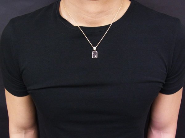 画像2: VJ  18K イエローゴールド クラッシュド ブラックダイヤモンド ペンダント 18金  (2)