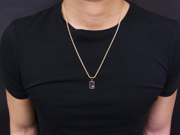 画像3: VJ  18K イエローゴールド クラッシュド ブラックダイヤモンド ペンダント 18金  (3)