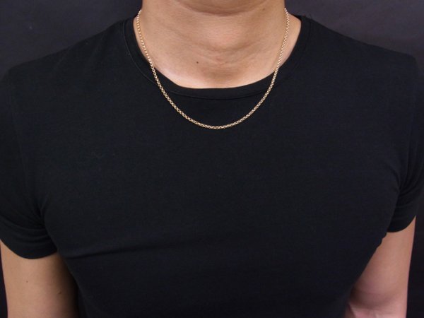 画像5: 18kイエローゴールド ロールチェーン(ハーフランドチェーン) 2.6mm幅 50cm  18金 ネックレス (5)