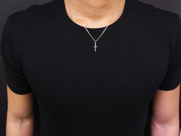 画像2: VJ  18K イエローゴールド ダイヤモンド マットクロス ペンダント ネックレス 18金 (2)