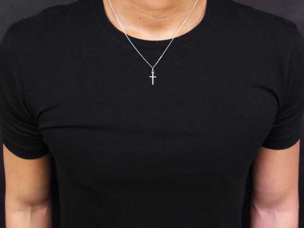 画像2: VJ  18K ホワイトゴールド ダイヤモンド マットクロス ペンダントチェーンセット ※チェーンをお選びいただけます (2)