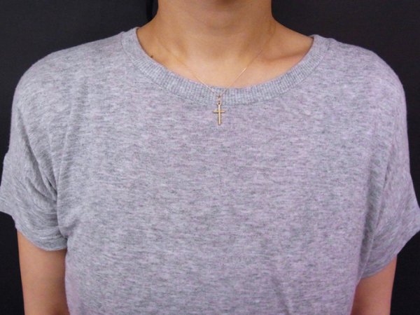 画像2: VJ  18K イエローゴールド ダイヤモンド マットクロス ペンダント ネックレス 18金 (2)