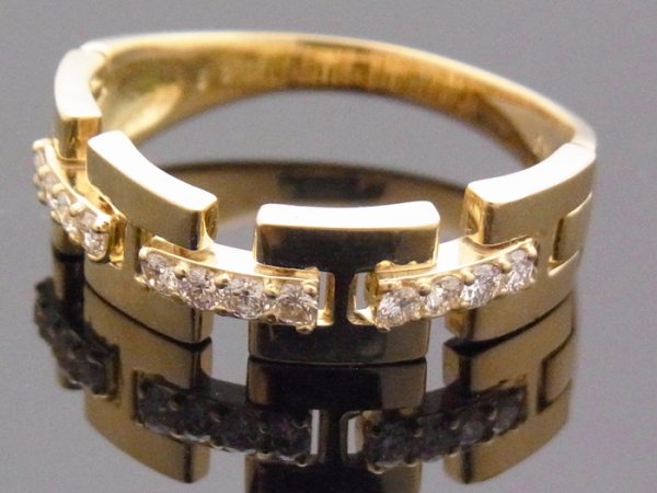 画像3: 18Kイエローゴールド ハーフリンク リング ダイヤモンド 0.25ct 18金 指輪【受注製作】ご注文後3週間前後でお届け。 (3)