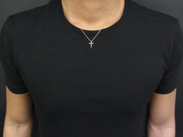 画像3: K18 イエローゴールドダイヤモンド0.15ct テニスクロス ペンダント 18金 18k ネックレス デザイン (3)