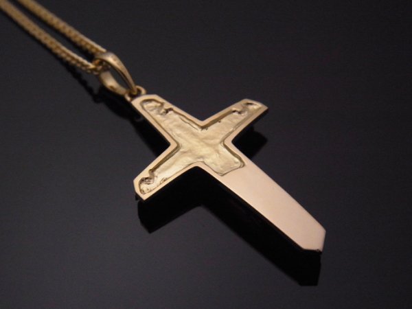 画像2: 18K イエローゴールド  ダイヤモンド0.01ct ダブル クロス ペンダントチェーンセット ※チェーン長さ40cm.45cm.50cmからお選び頂けます (2)