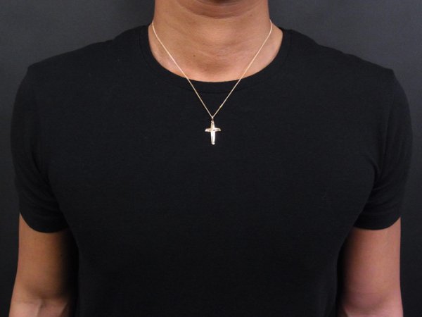 画像3: 18K イエローゴールド  ダイヤモンド0.01ct ダブル クロス ペンダントチェーンセット ※チェーン長さ40cm.45cm.50cmからお選び頂けます (3)