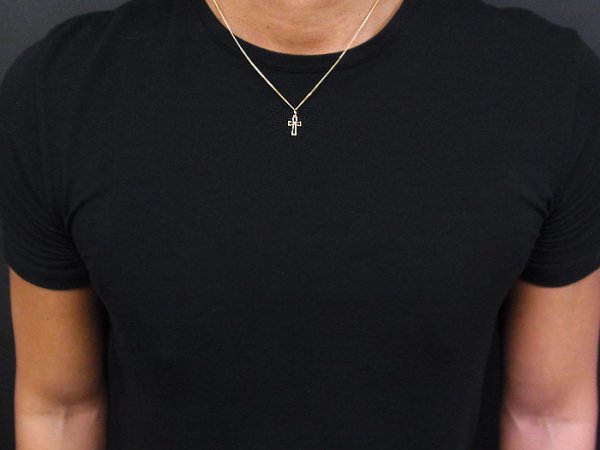 画像4: K18 イエローゴールド ダイヤモンド0.02ct クロス ペンダント 18金 18k ネックレス デザイン (4)