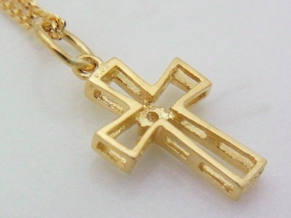 画像3: K18 イエローゴールド ダイヤモンド0.02ct クロス ペンダント 18金 18k ネックレス デザイン (3)