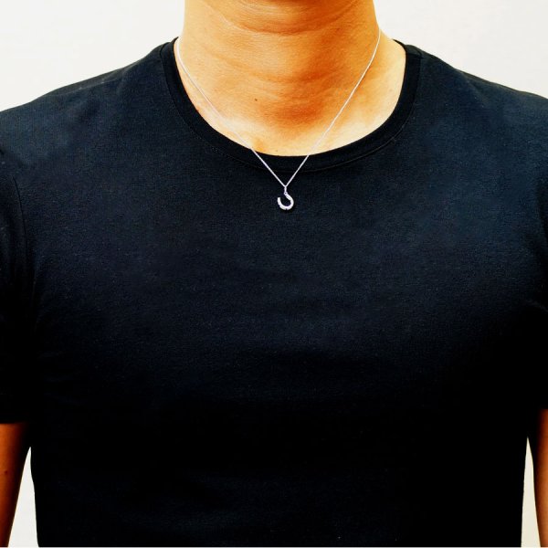 画像5: K18 ホワイトゴールド メンズ ホースシュー ペンダントチェーンセット 18金 ネックレス※チェーン長さ40cm.45cm.50cmからお選び頂けます (5)
