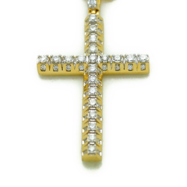 画像4: Joe Rodeo【ジョーロデオ】 メンズ 14K イエローゴールド ダイヤモンド 1.40ct テニス クロス ペンダントVJ K18 ロールチェーンセット (4)