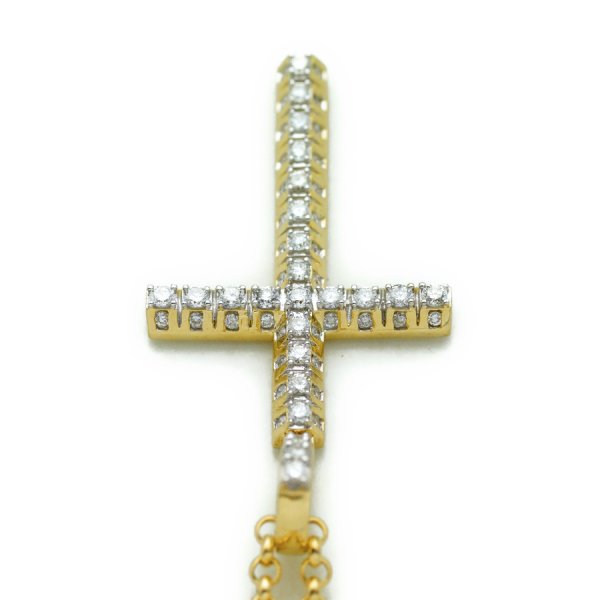 画像5: Joe Rodeo【ジョーロデオ】 メンズ 14K イエローゴールド ダイヤモンド 1.40ct テニス クロス ペンダントVJ K18 ロールチェーンセット (5)