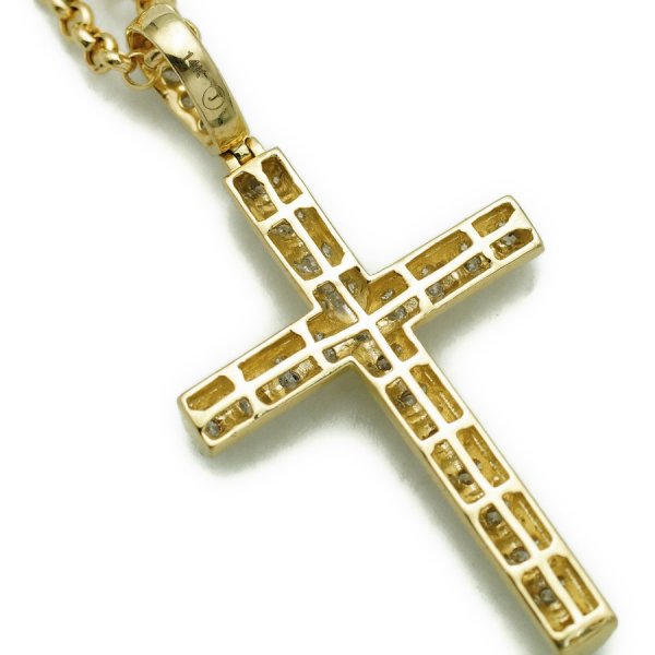 画像2: Joe Rodeo【ジョーロデオ】 メンズ 14K イエローゴールド ダイヤモンド 1.40ct テニス クロス ペンダント (2)