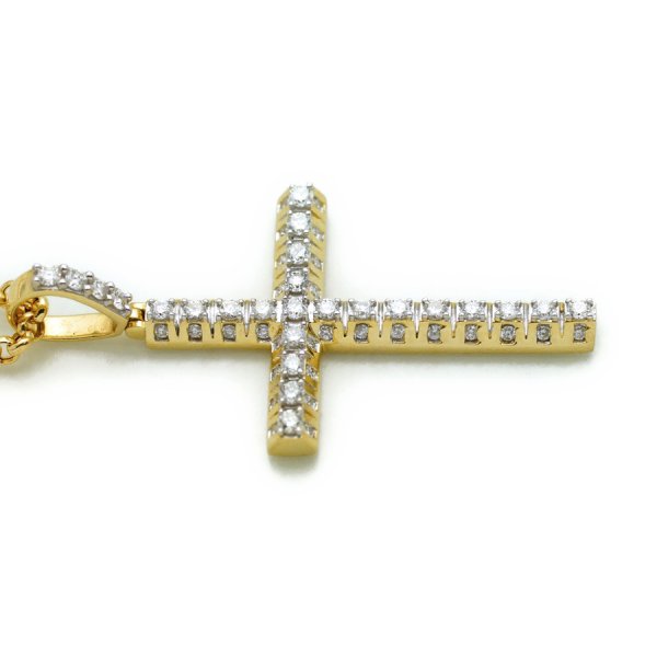 画像3: Joe Rodeo【ジョーロデオ】 メンズ 14K イエローゴールド ダイヤモンド 1.40ct テニス クロス ペンダント (3)