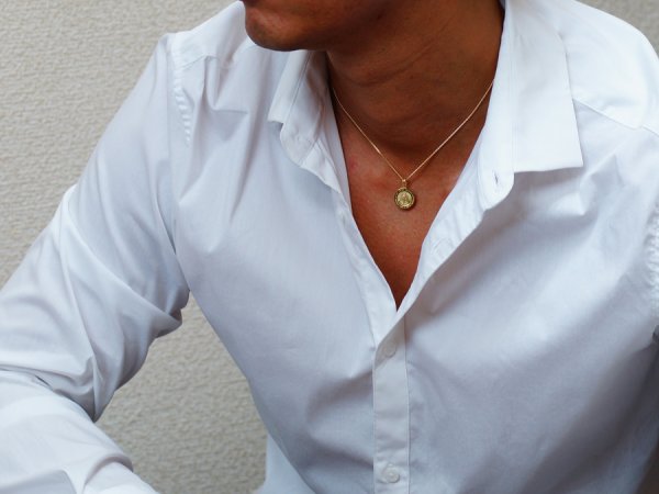 画像5: K18 イエローゴールド マット×ハイポリッシュ マリア コイン メダイ ペンダントチェーンセット※チェーンお選び頂けます (5)