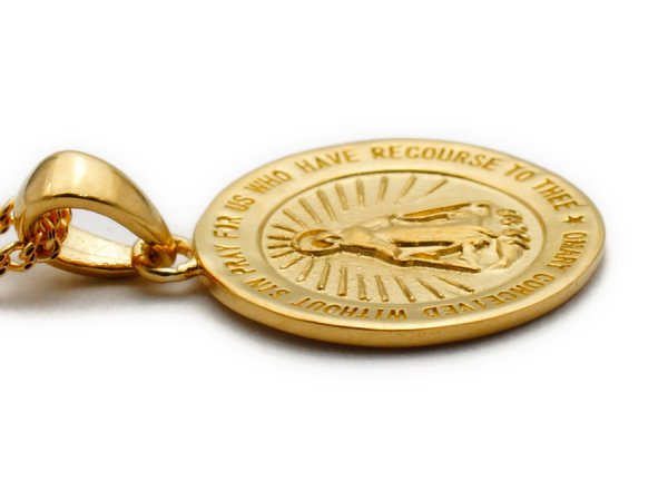 画像3: K18 イエローゴールド マット×ハイポリッシュ マリア コイン メダイ ペンダントチェーンセット※チェーンお選び頂けます (3)