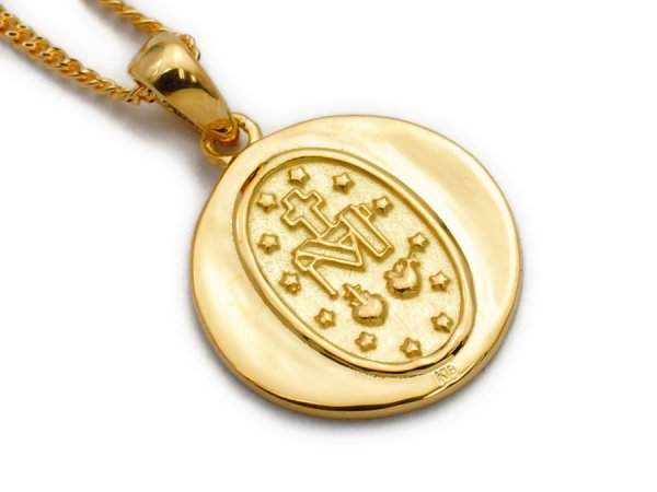 画像2: K18 イエローゴールド マット×ハイポリッシュ マリア コイン メダイ ペンダントチェーンセット※チェーンお選び頂けます (2)