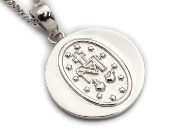 画像2: K18　ホワイトゴールド　マット×ハイポリッシュ　マリア コイン メダイ　ペンダント　　 (2)