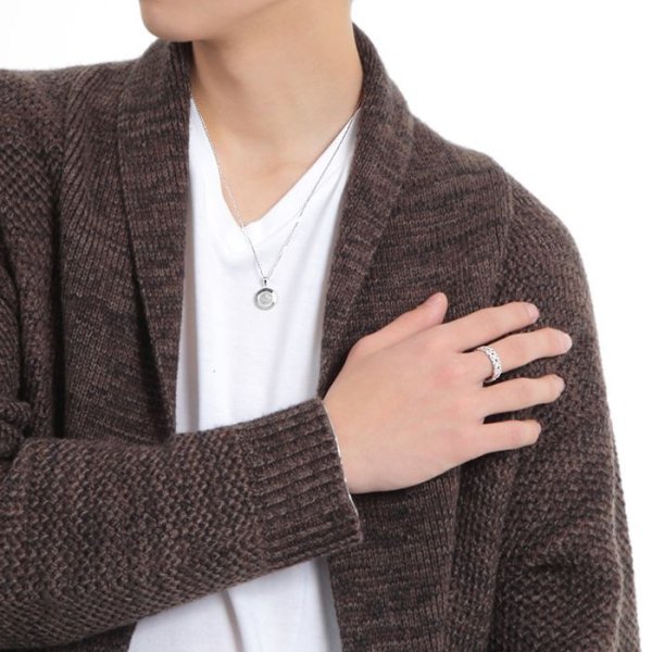 画像9: VJ【ブイジェイ】K18 ホワイト ゴールド メンズ テクスチャー コイン ペンダントチェーンセット※チェーンをお選びいただけます (9)