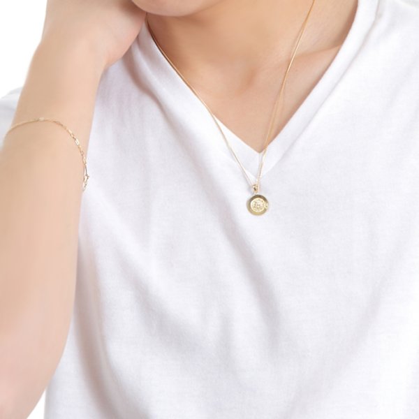 画像8: VJ【ブイジェイ】K18 イエローゴールド メンズ テクスチャー コイン ペンダントチェーンセット※チェーンをお選びいただけます (8)