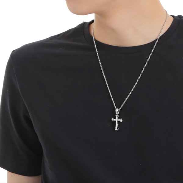 画像14: VJ【ブイジェイ】  K18 ホワイトゴールド ダイヤモンド クレイジースター ペンダント クロス ロールチェーンセット (14)