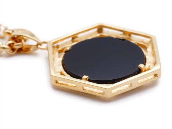 画像4: K18  オニキス バッファロー スカル ペンダント (4)