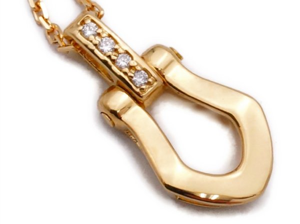 画像2: K18  ダイヤモンド イエローゴールド  ホースシュー ペンダントチェーンセット (2)