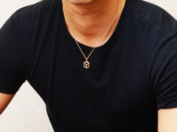 画像6: K18  オニキス バッファロー スカル ペンダント (6)