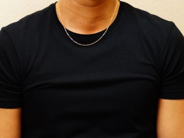 画像4: 18k イエローゴールド カット アズキ チェーン  1.8mm幅 50cm(アジャスター管で45cm使用可)  18金 ネックレス 小豆 あずき (4)