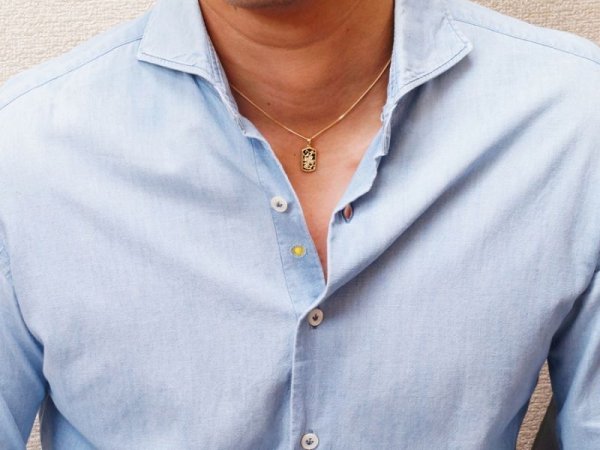 画像9: K18 ダイヤモンド イエローゴールド オニキス ドッグタグ クロス ペンダントチェーンセット (9)